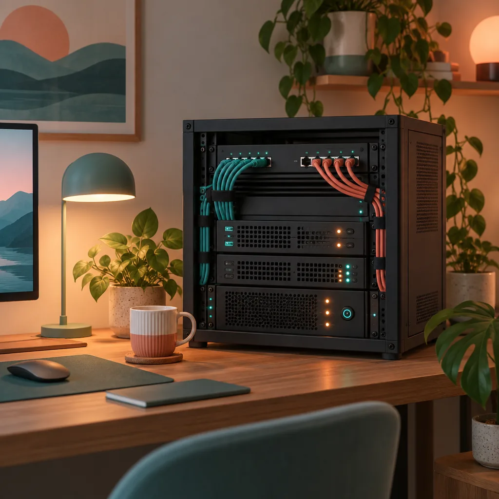 Decorative illustration of stacked servers and a gear pipeline diagram representing devops and sysadmin roles